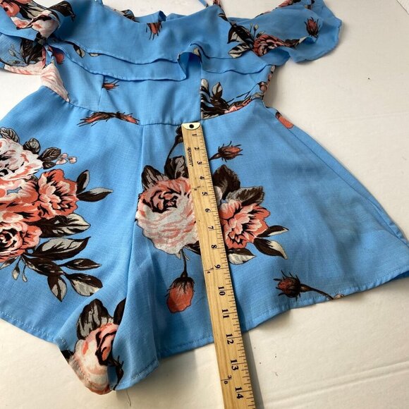 Charlotte Russe Floral Print Off-Shoulder Romper - Size S Womens‎ summer Used - Picture 3 of 9